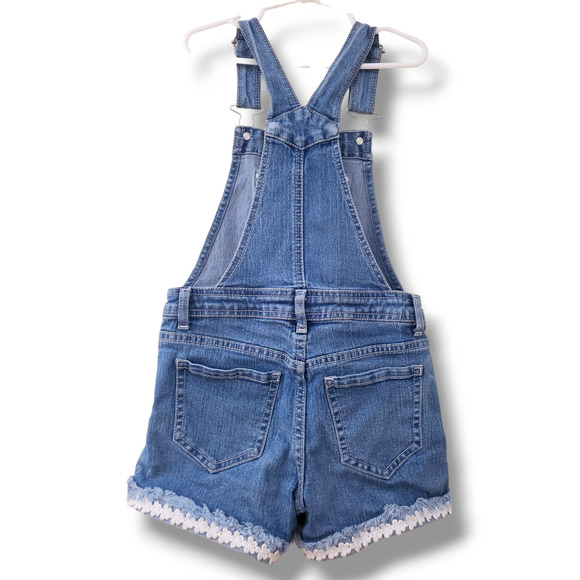 Jordache 7-8 Girls Denim Distressed Shortalls Overalls - Picture 3 of 6
